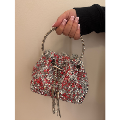 2P024 Red Vera May Genuine Leather Handbag