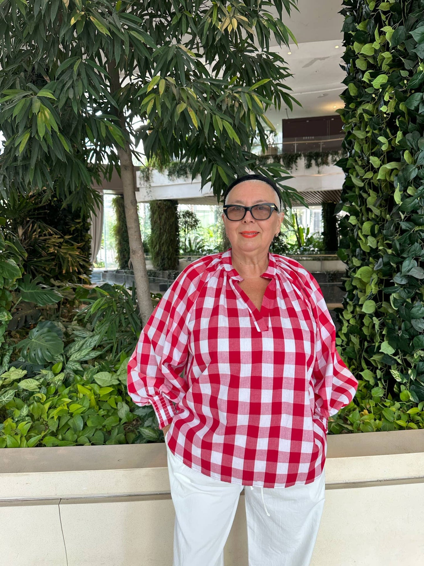 Julie Red Gingham Blouse