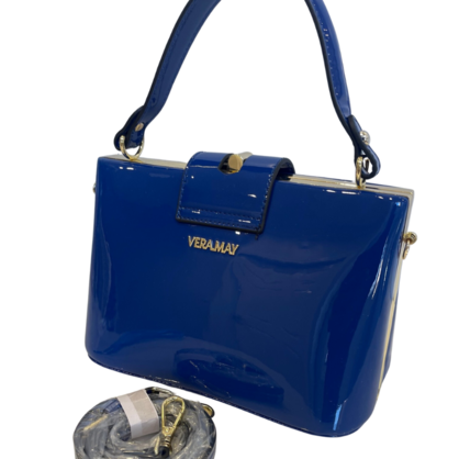 Selena Blue Patent Vegan Handbag