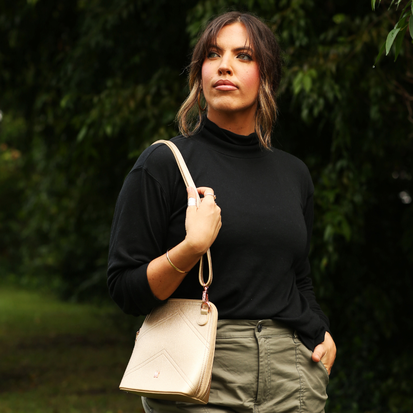 Dayna Gold Vera May Vegan Leather Handbag