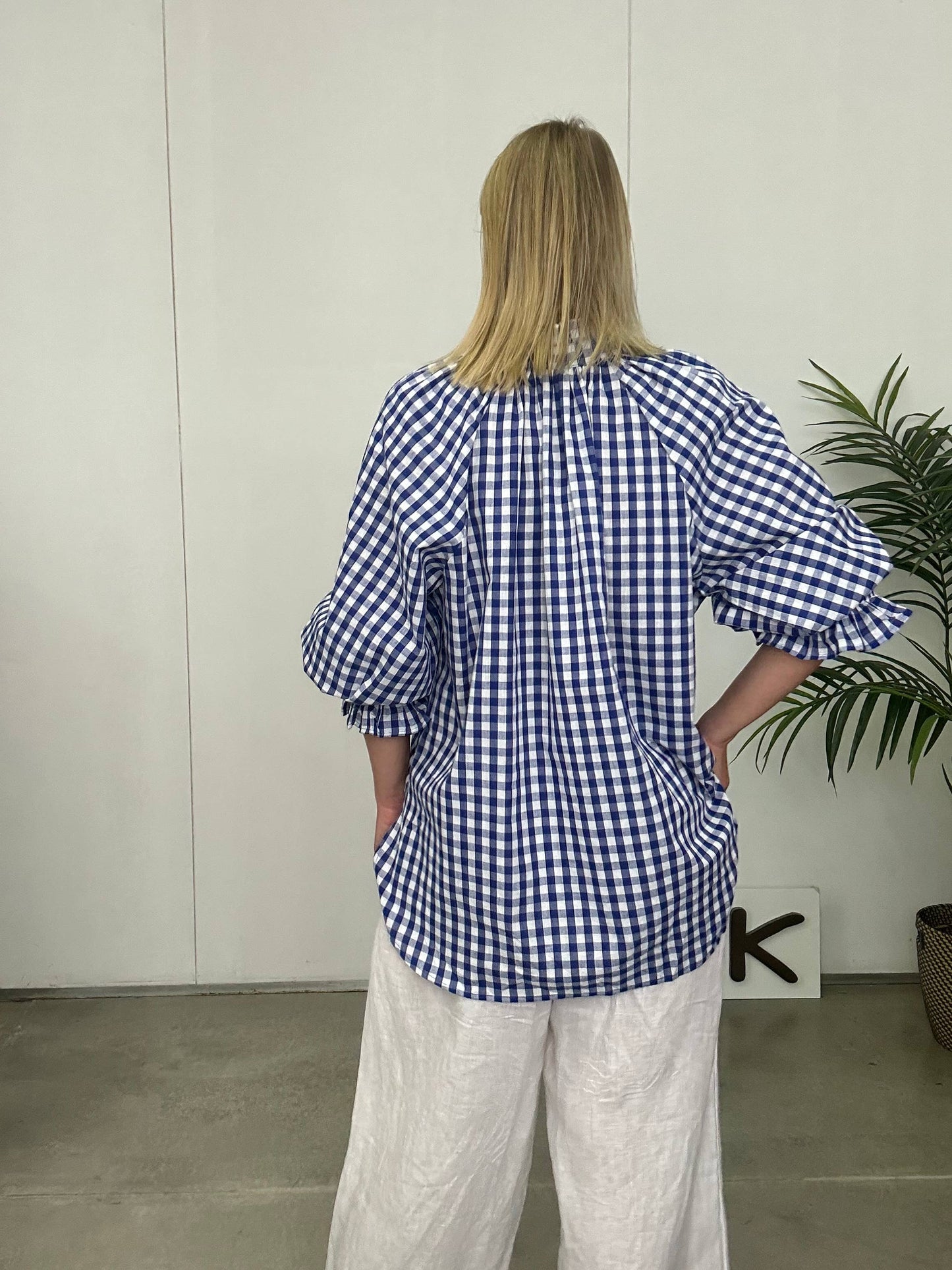 Ellen Blue Gingham Top