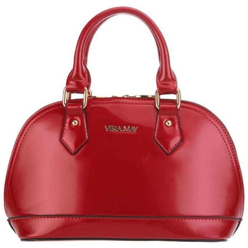 Dolly Red Vera May Shiny Patent Vegan Handbag Sassy Lou Co. Boutique