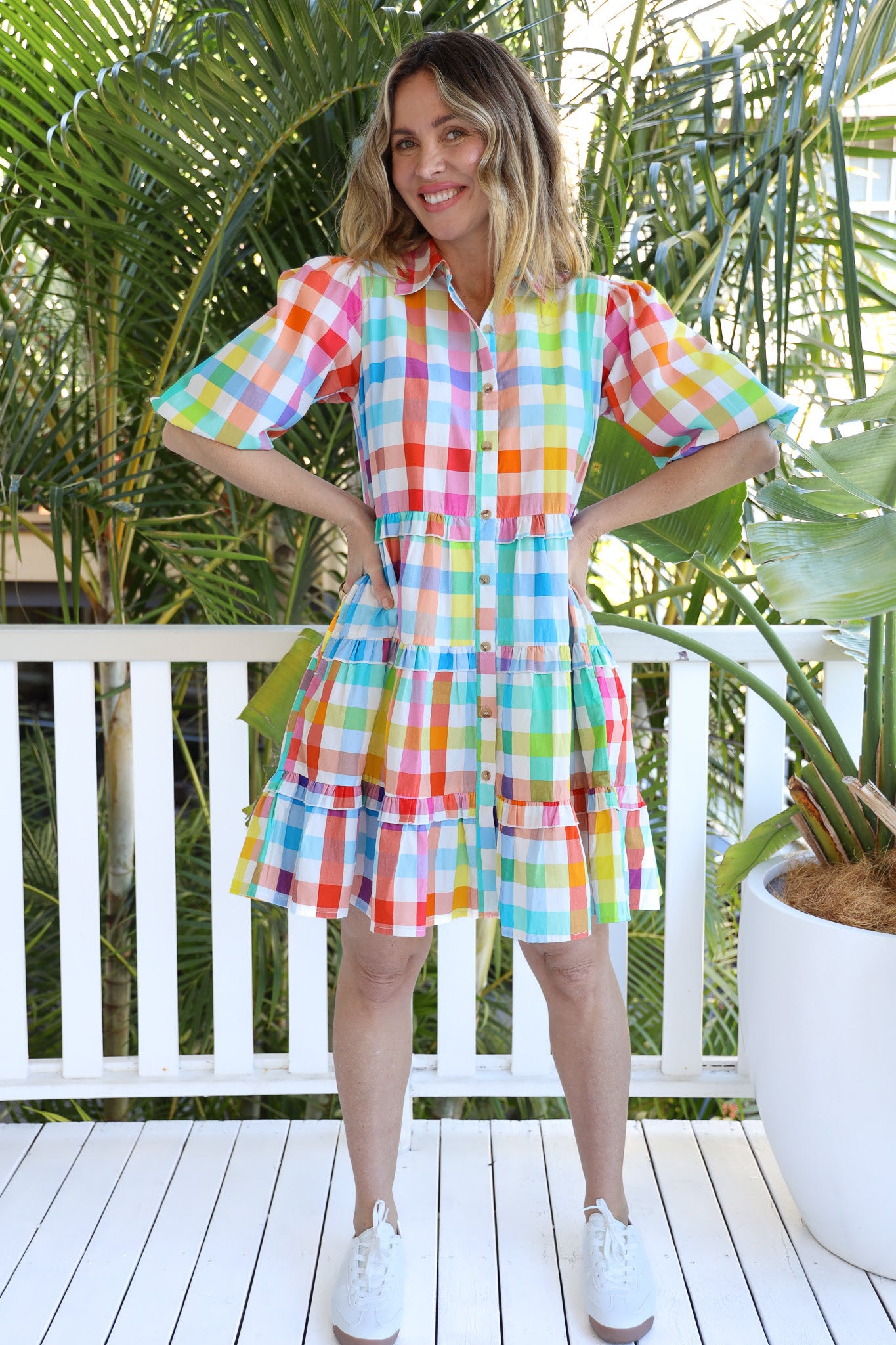 Multi Check Swing Dress