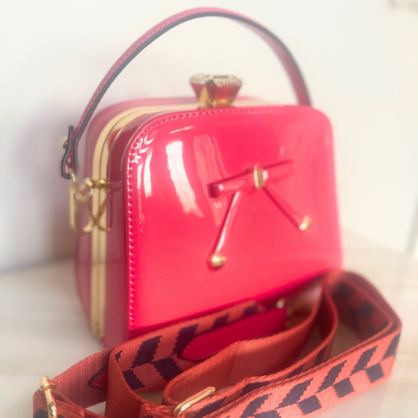 Sadria Fushia Shiny Patent Vegan Handbag
