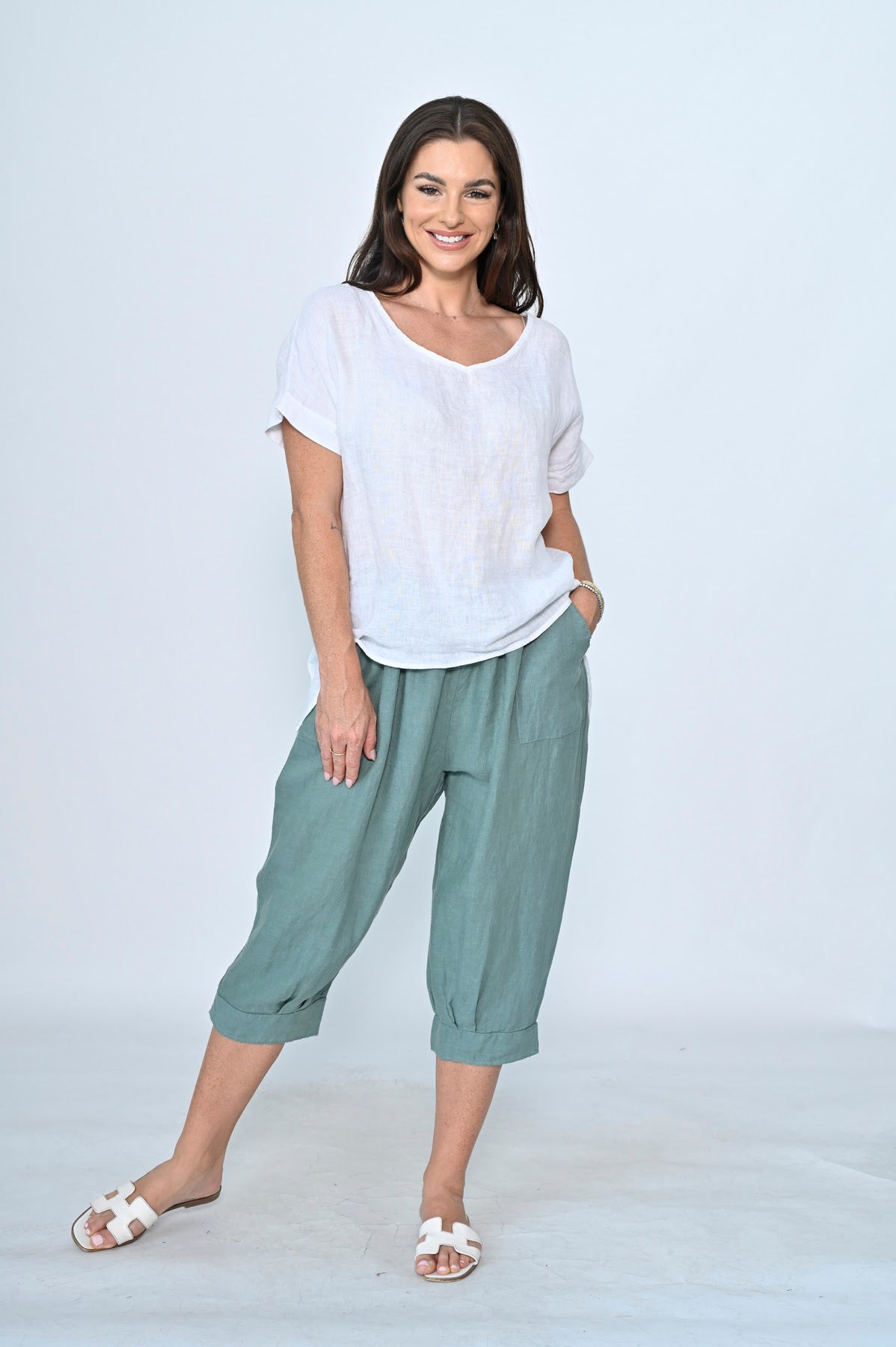 Wide Cuff Linen Pant