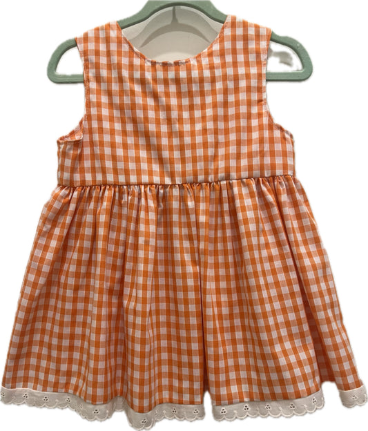 Orange Gingham Girls Dress