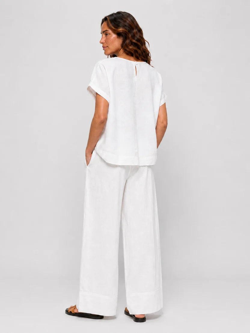 Linen Round Neck Top