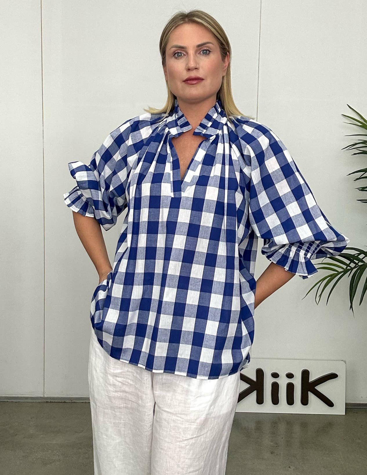 Billie Blue Gingham Top