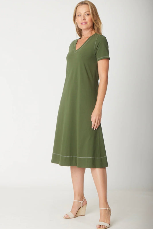 Short Sleeve Contrast Dress