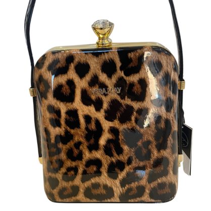 Sana Leopard Vera May Shiny Patent Vegan Handbag