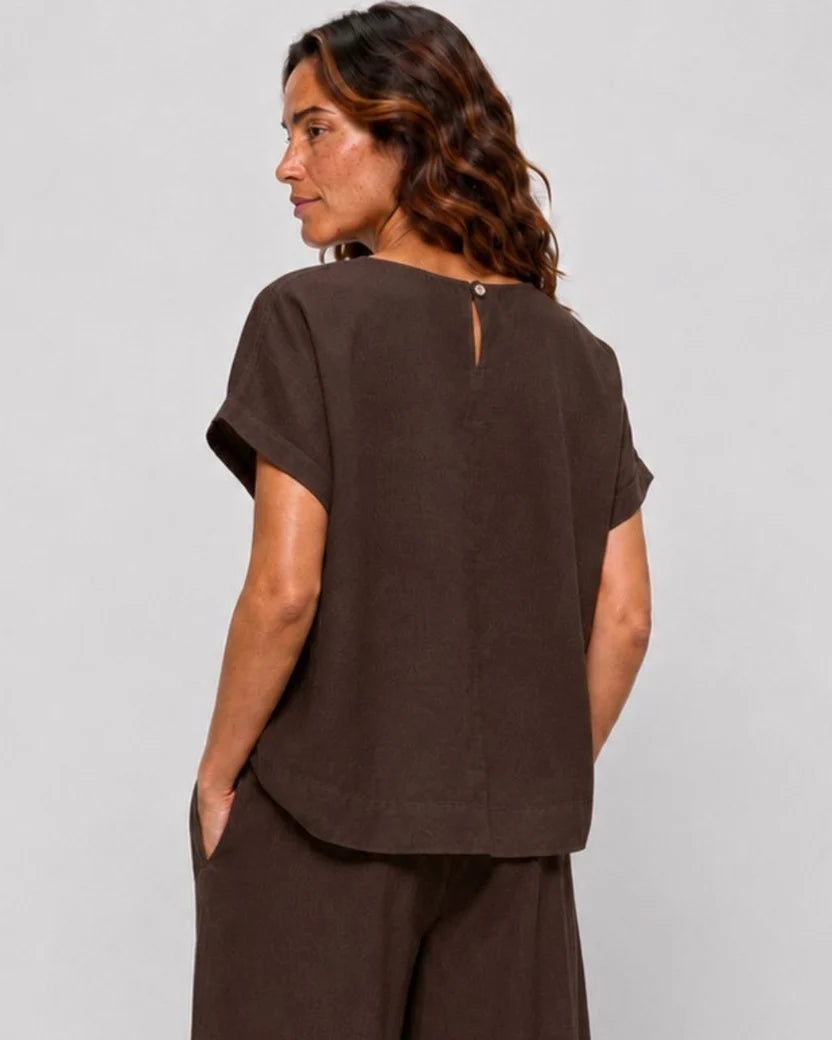 Linen Round Neck Top
