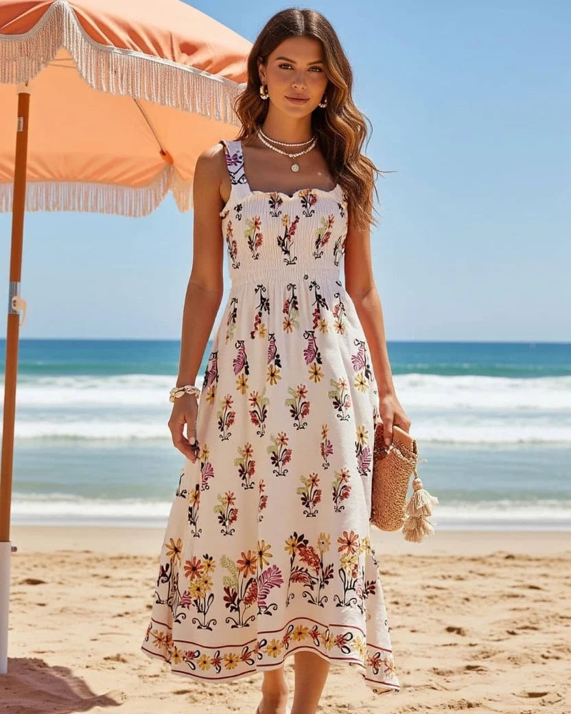 Francis Shirred Midi Dress