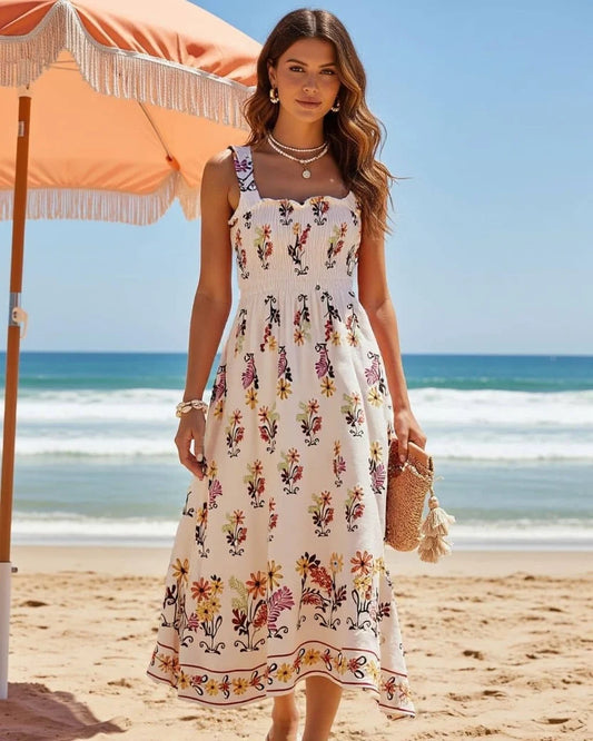 Francis Shirred Midi Dress