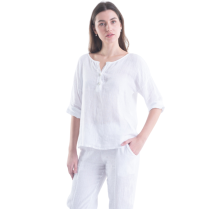 Tzarina White Linen Top