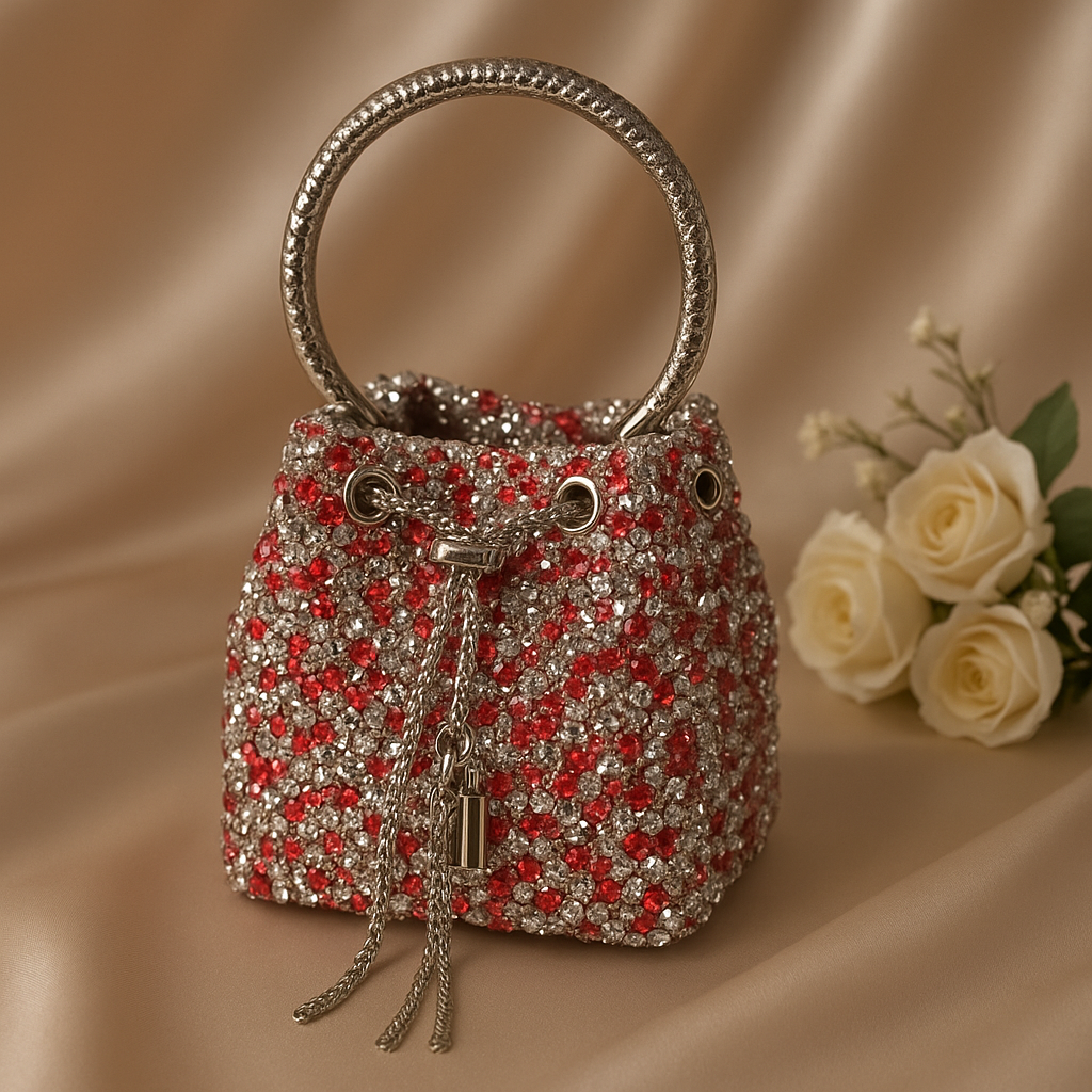 2P024 Red Vera May Genuine Leather Handbag
