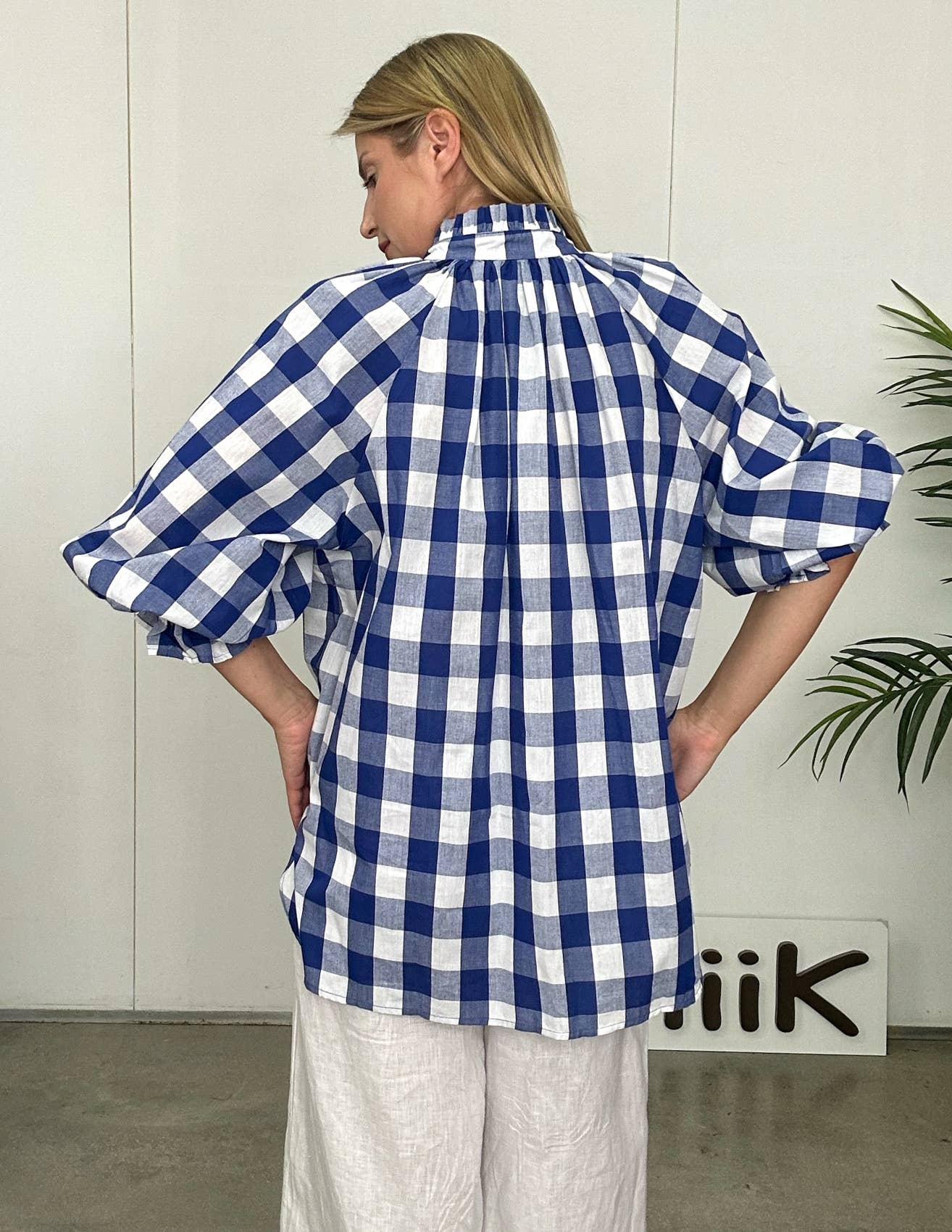 Billie Blue Gingham Top