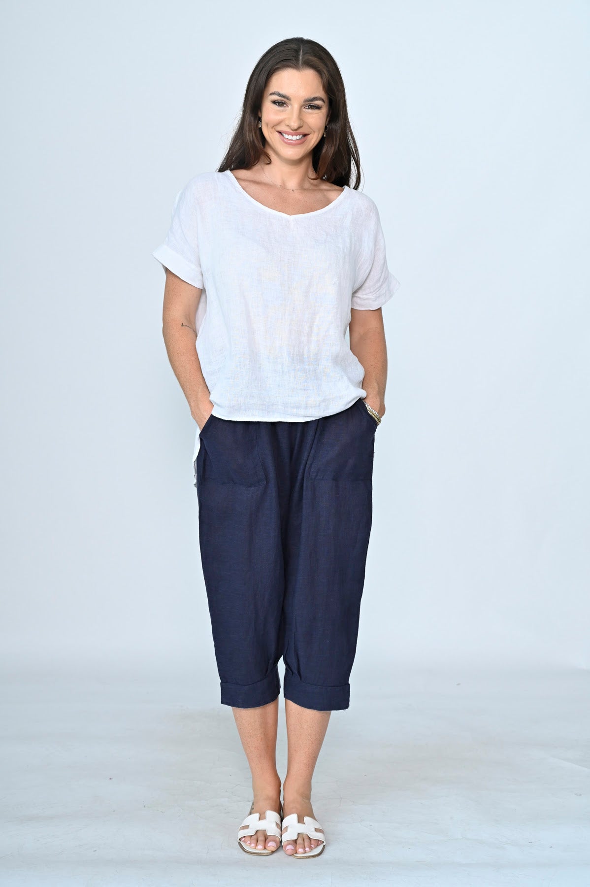 Wide Cuff Linen Pant