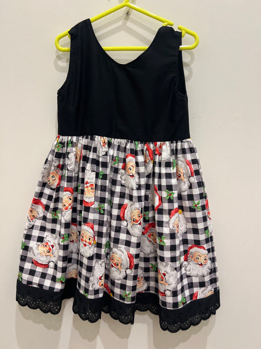 Black Gingham Santa girls dress