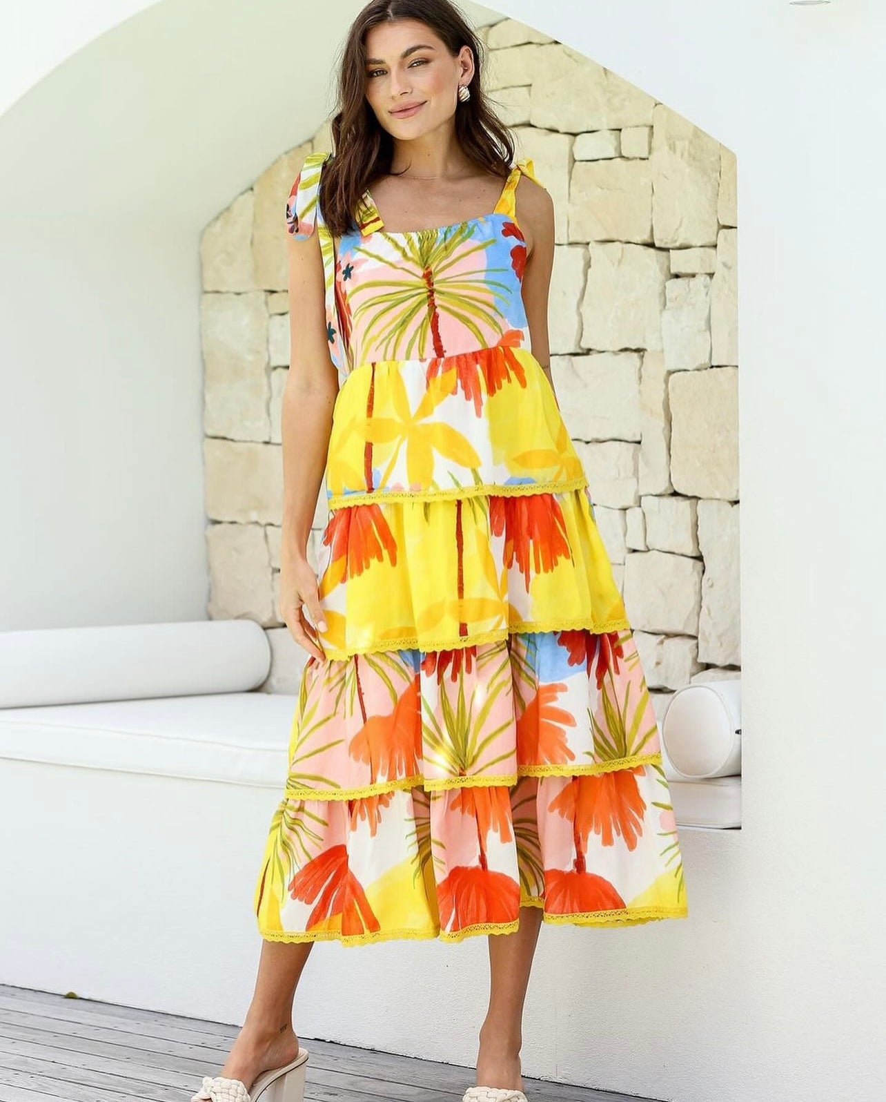 Sunrise Palms Midi Dress