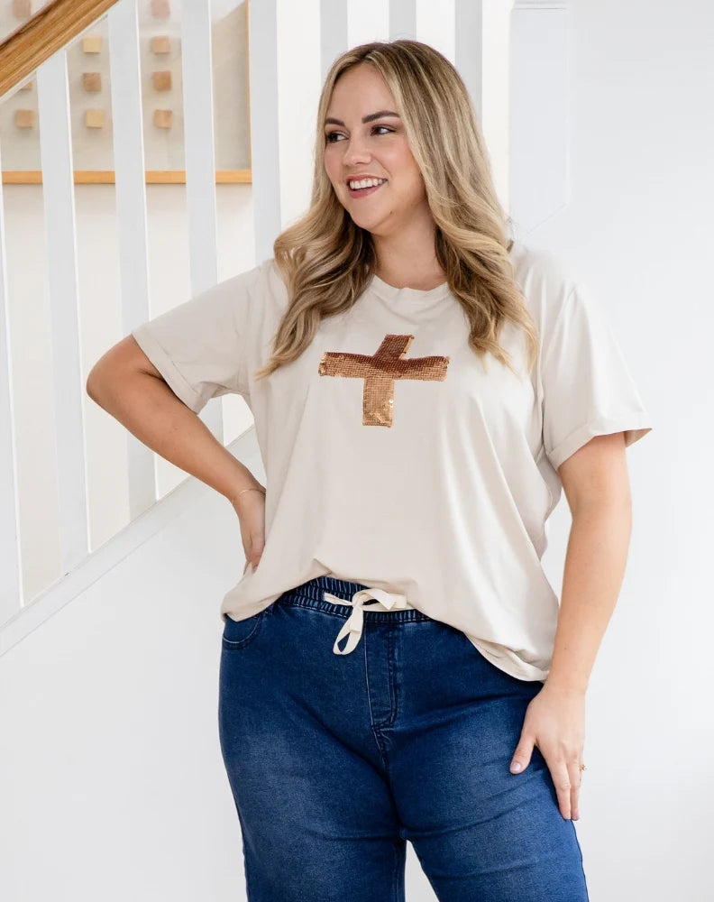 Cross Sequin Tee