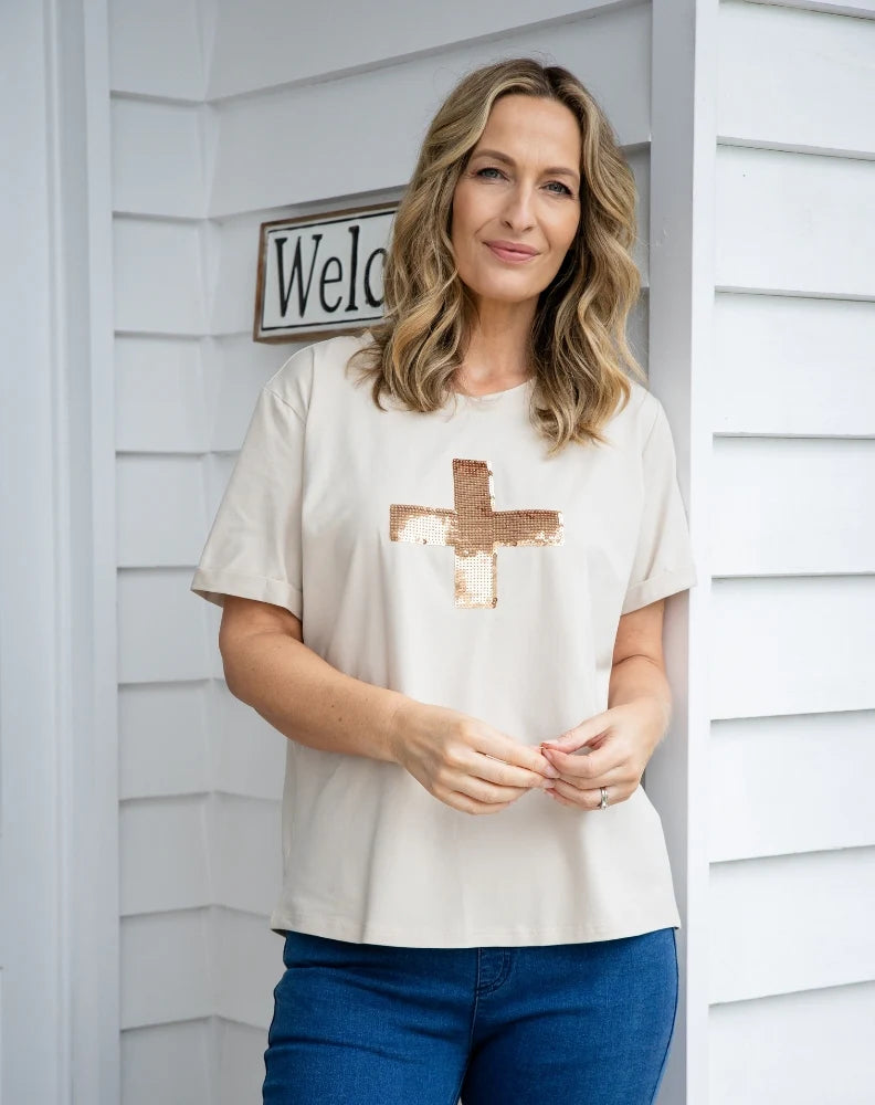 Cross Sequin Tee