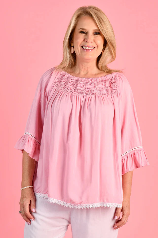 Rouched Bell Sleeve Top