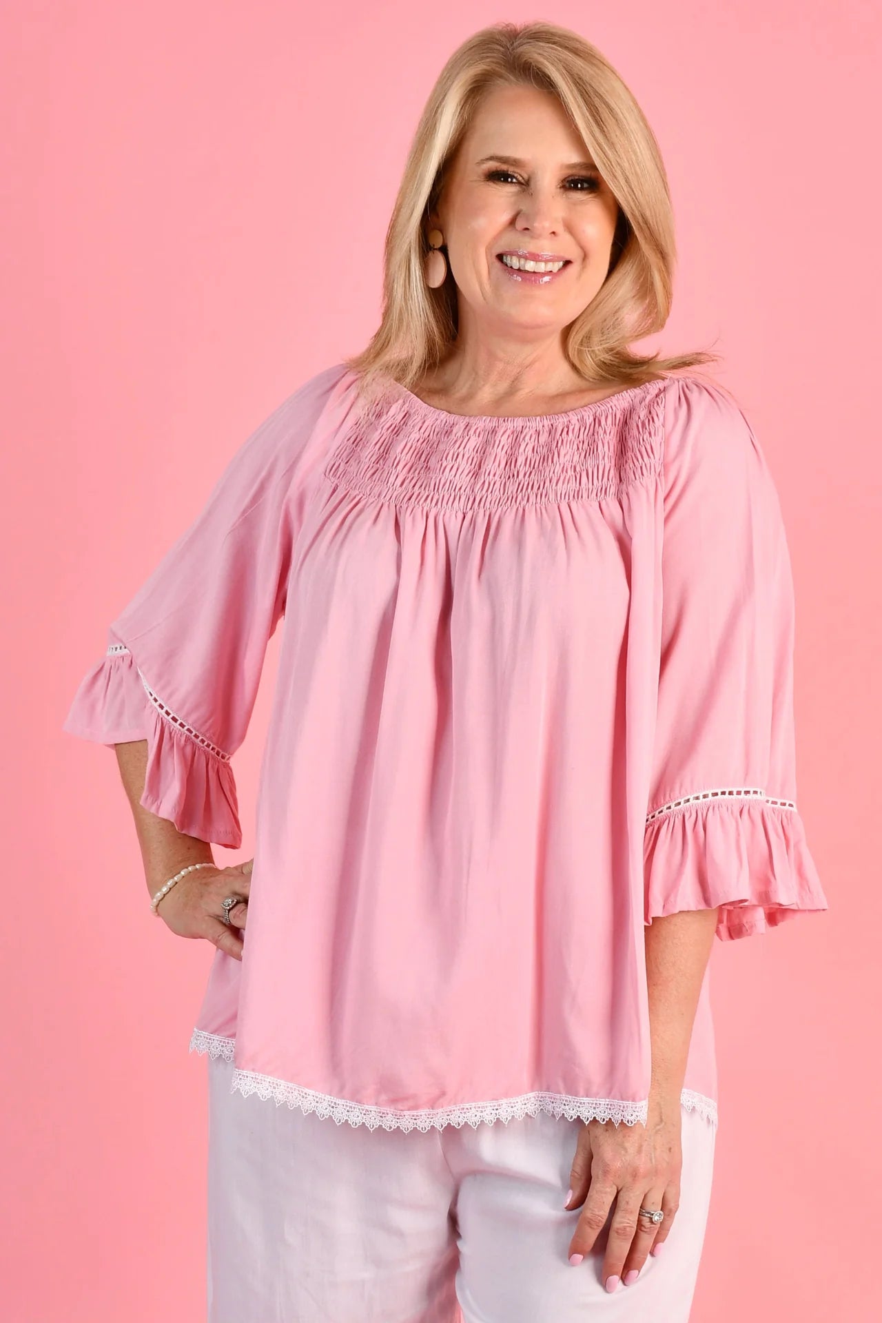 Rouched Bell Sleeve Top