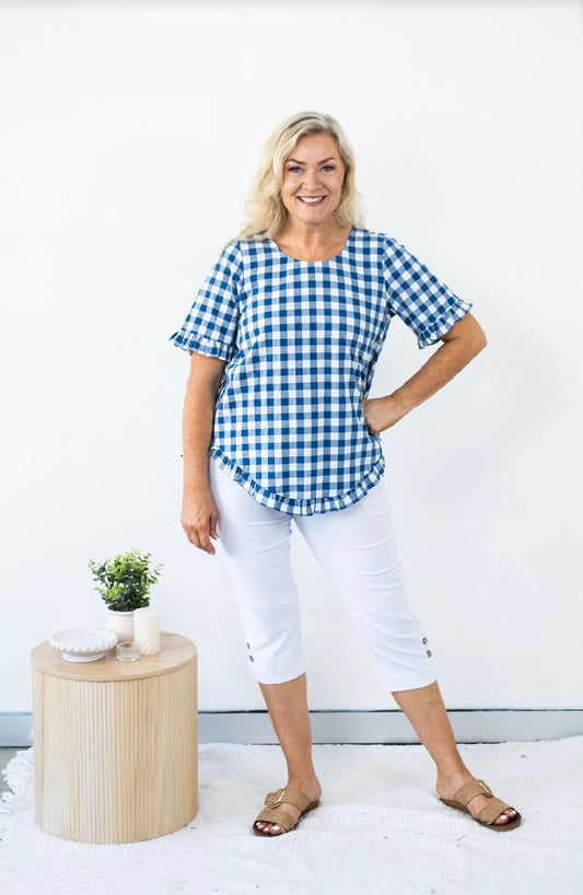 Gingham Frilled Top