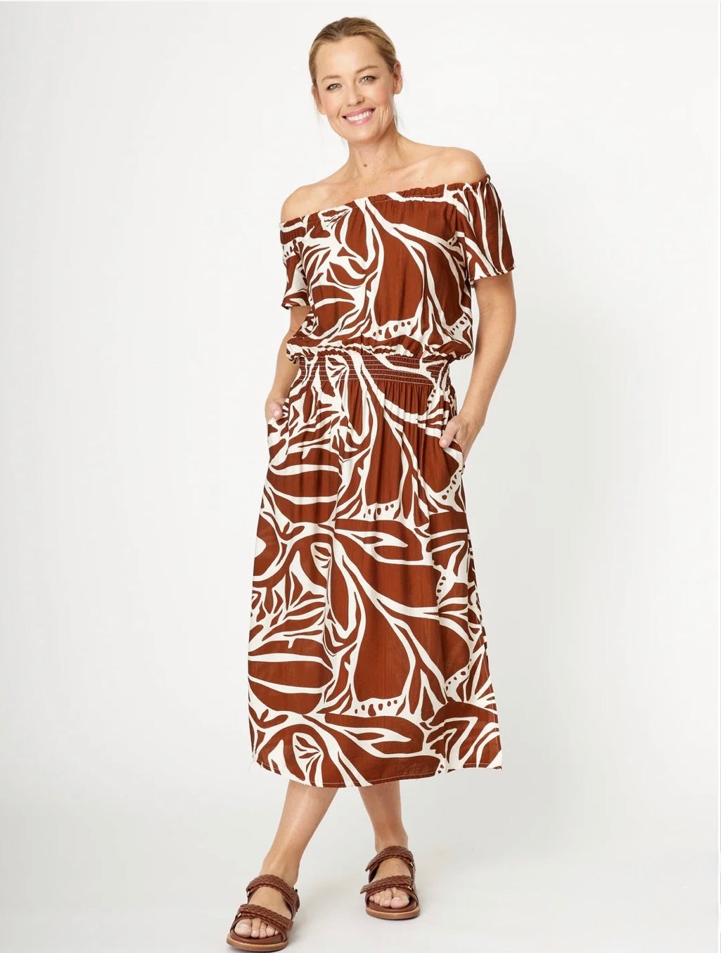 Safari Shirred Waist Dress