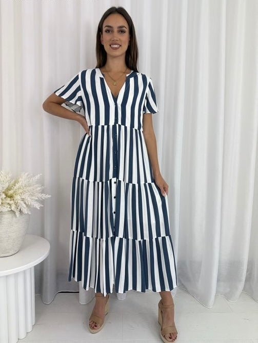 Navy Stripe Midi Dress