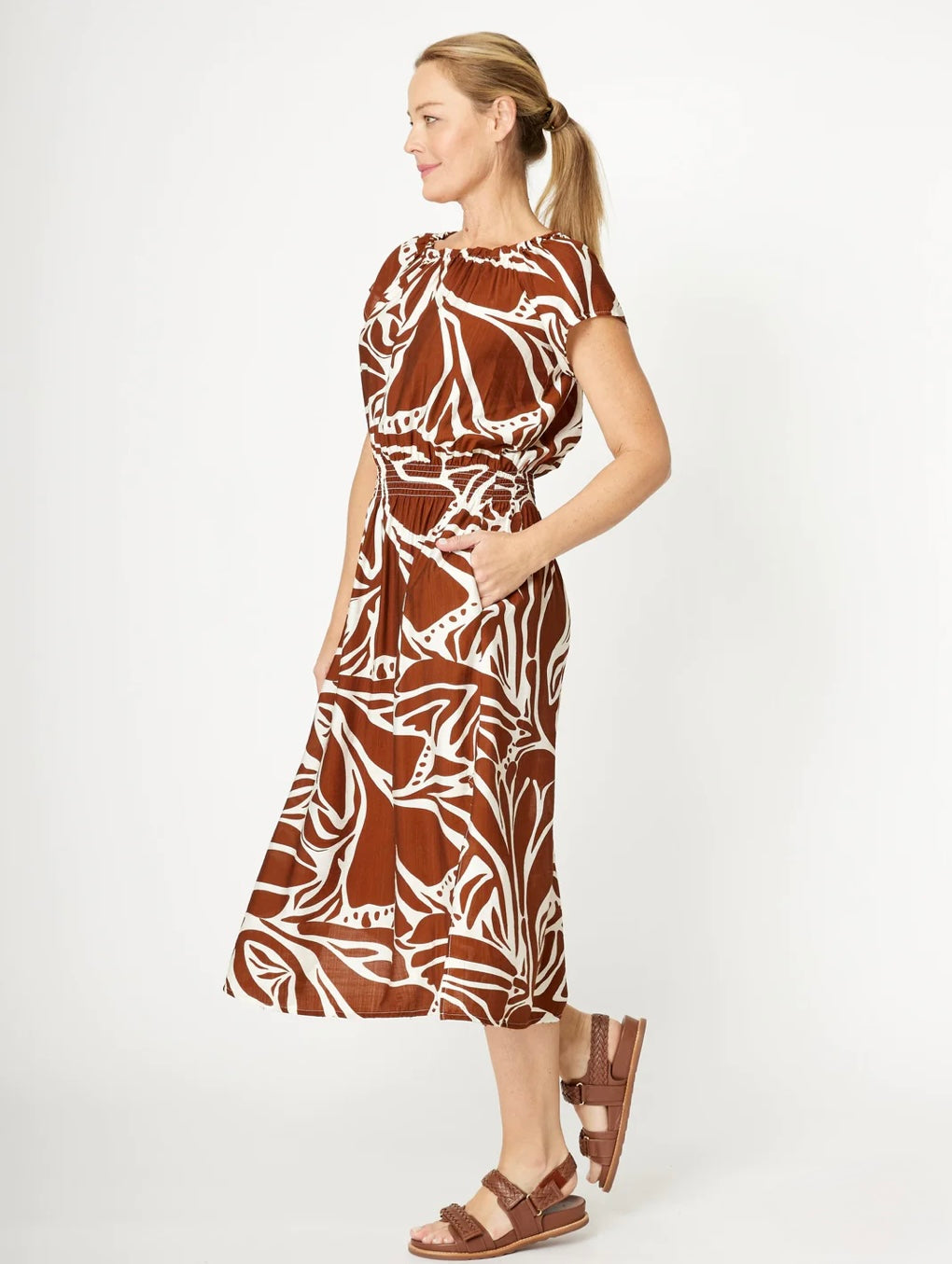 Safari Shirred Waist Dress