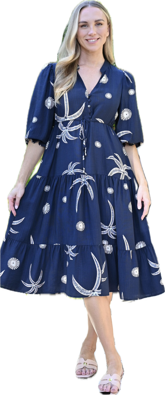 Justine Navy Midi Dress