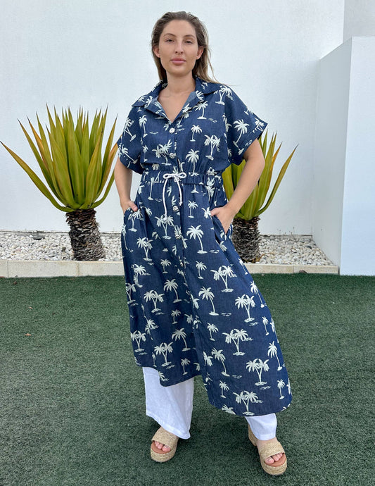 Navy Palms Maxi