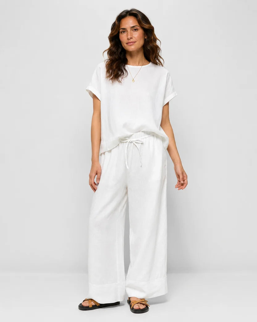 Linen Round Neck Top
