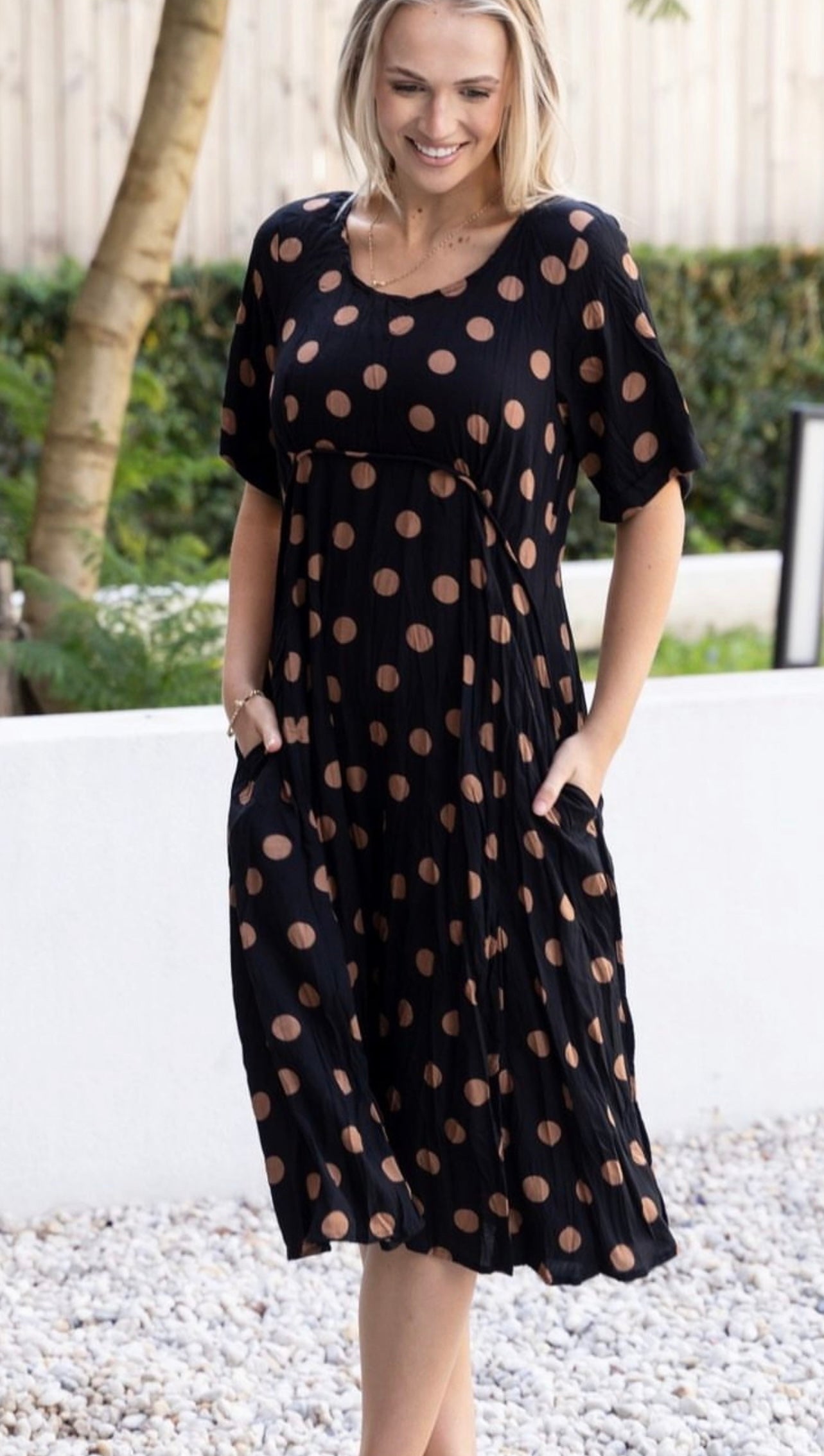 Polka Dot Print Midi Dress